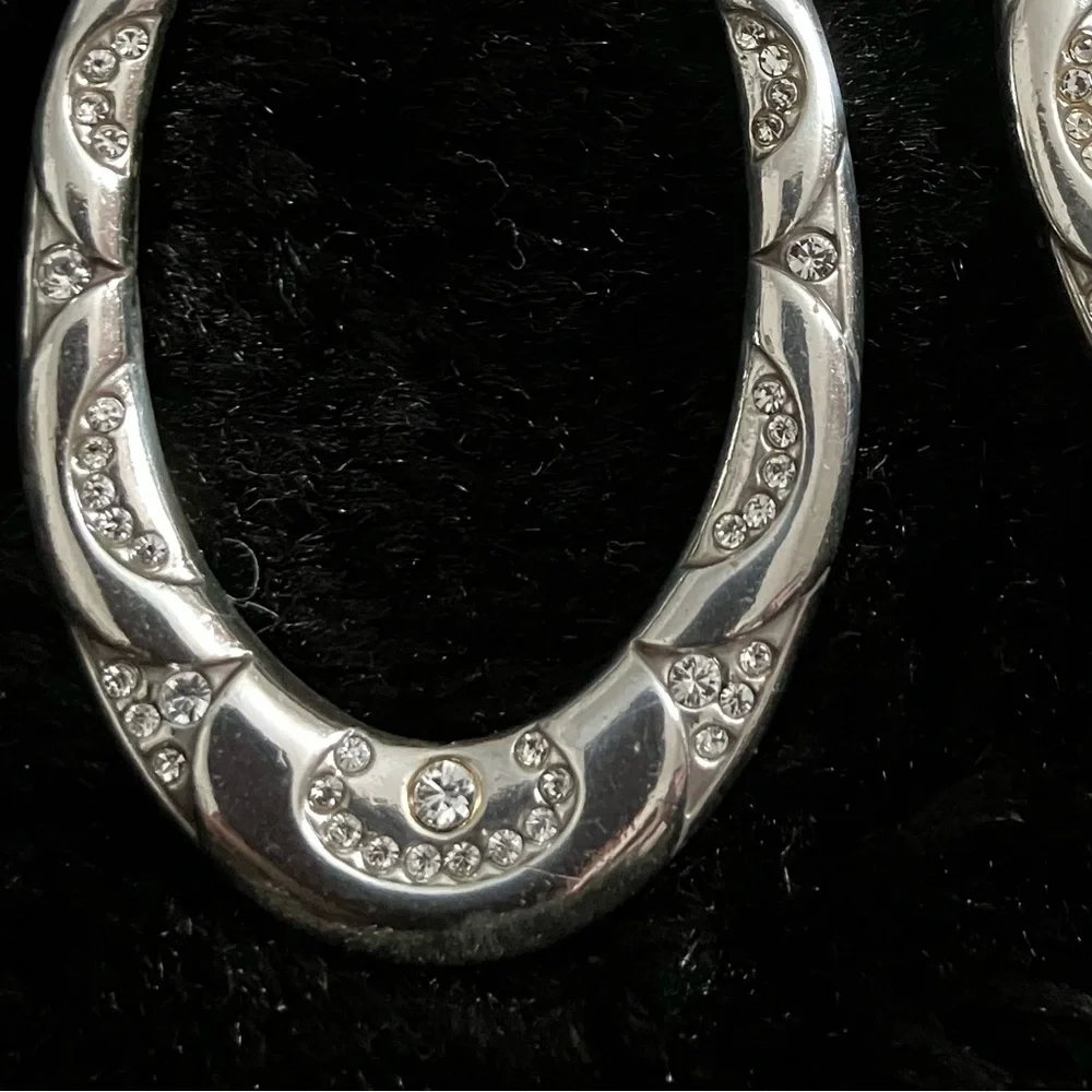 Brighton 💕 Beautiful Engraved Vintage Earrings with Sparkling Embedded Crystals - Picture 2 of 8